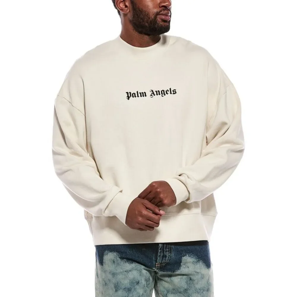 Palm Angels Mens Crewneck Sweatshirt, White